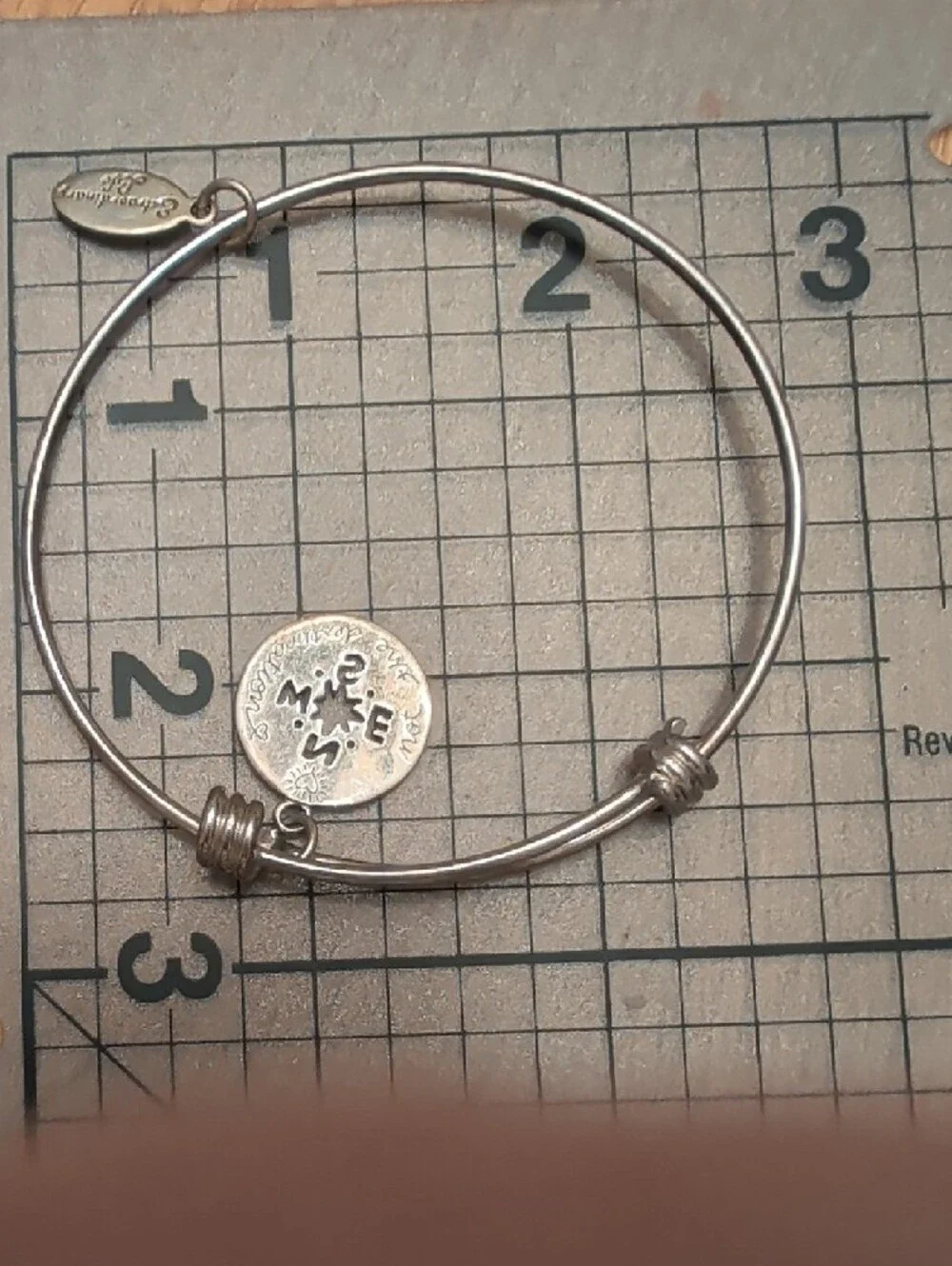 Sterling Silver Compass Charm Bangle Bracelet